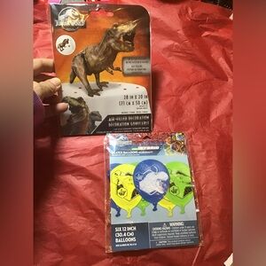 Jurassic world balloon bundle 6 latex & 1 air filled decoration -NEW